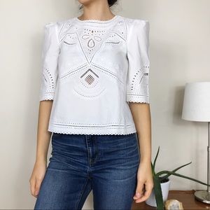 Derek Lam 10 Crosby Structured Eyelet Blouse White